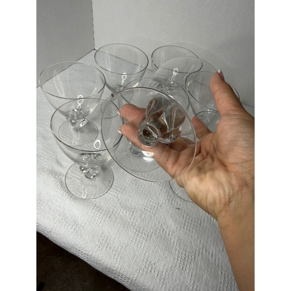 Vintage Manganese Glass Cocktail Martini Glasses Set of 8 UV Reactive Glow 5.25" - Picture 7 of 8